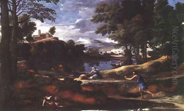 Landscape with a Man Killed by a Snake 1648 Oil Painting by Nicolas Poussin