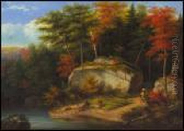 The Portage Oil Painting by Cornelius Krieghoff