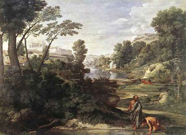 Landscape with Diogenes c. 1647 Oil Painting by Nicolas Poussin