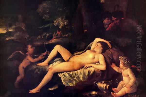 Sleeping Venus and Cupid Oil Painting by Nicolas Poussin