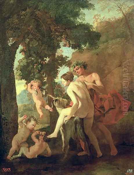 Venus, Faun and Putti, early 1630s Oil Painting by Nicolas Poussin