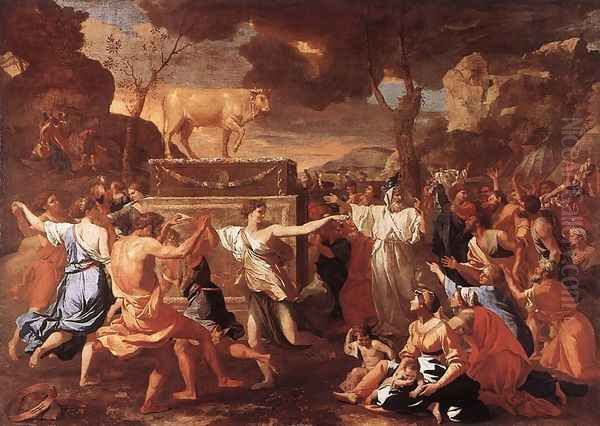 Adoration of the Golden Calf Oil Painting by Nicolas Poussin