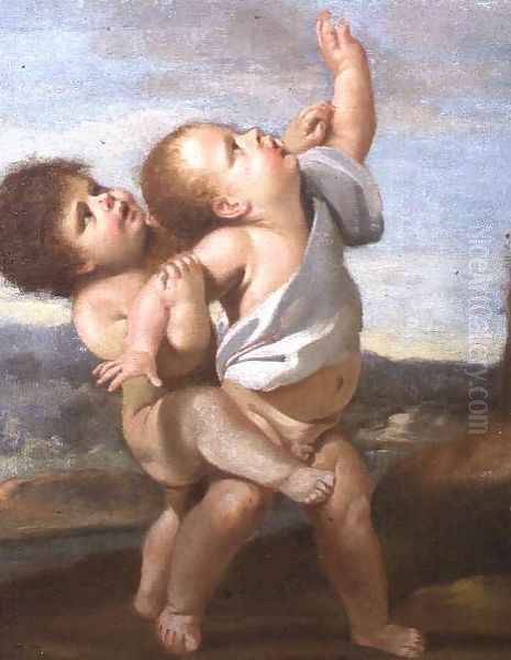 Two Putti Oil Painting by Nicolas Poussin