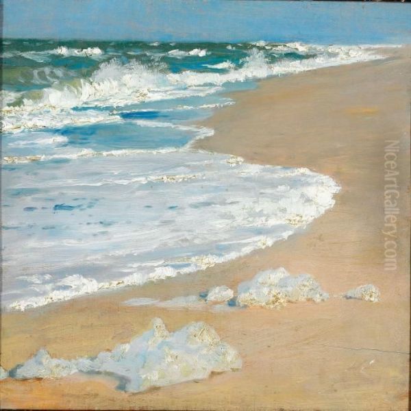 Braending, Skagens Nordstrand Oil Painting by Peder Severin Kroyer