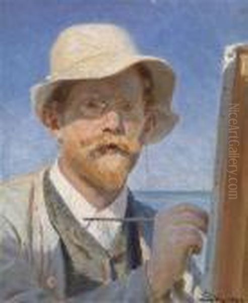 Self Portrait Oil Painting by Peder Severin Kroyer