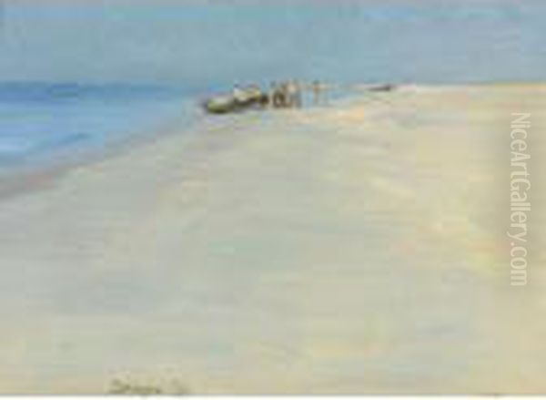 Fiskere Pa Skagens Strand Oil Painting by Peder Severin Kroyer