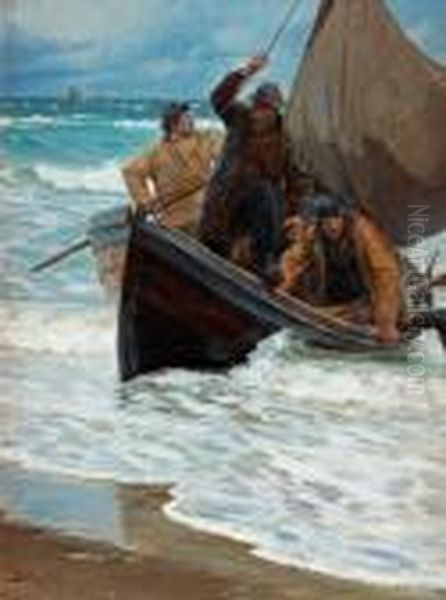 Fiskerne Vender Hjem Oil Painting by Peder Severin Kroyer