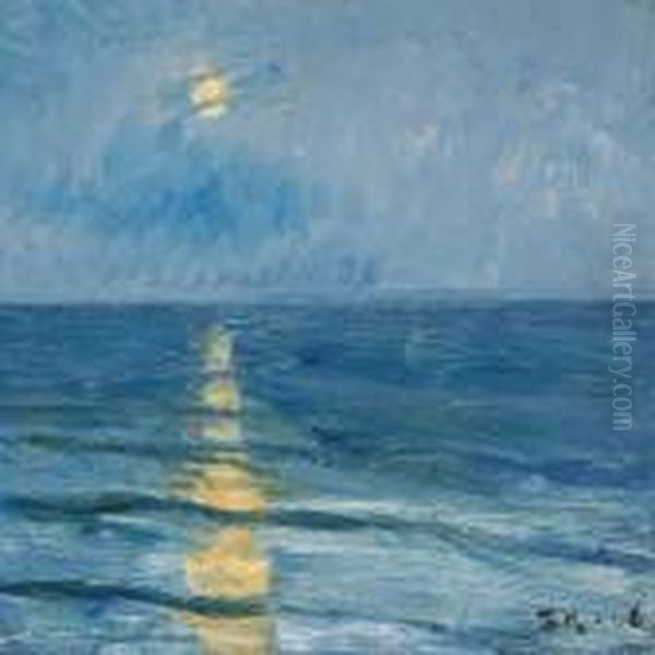 The Moonlit Sea Off Skagen On A Midsummer Night Oil Painting by Peder Severin Kroyer