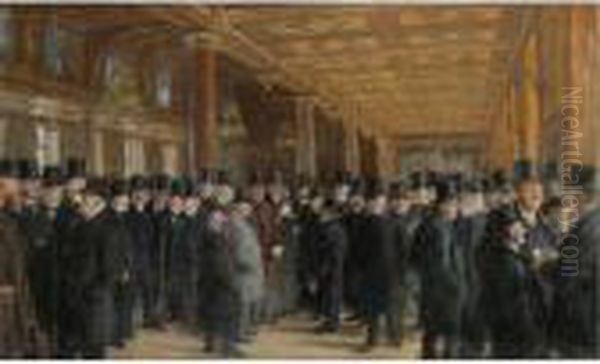 Fra Kobenhavns Bors. Portraetbillede (the Stock Exchange, Copenhagen) Oil Painting by Peder Severin Kroyer