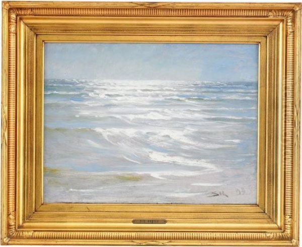 Solglitter Over Havet Vid Skagens Strand Oil Painting by Peder Severin Kroyer