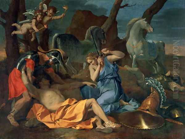 Tancred and Erminia, c.1635 Oil Painting by Nicolas Poussin