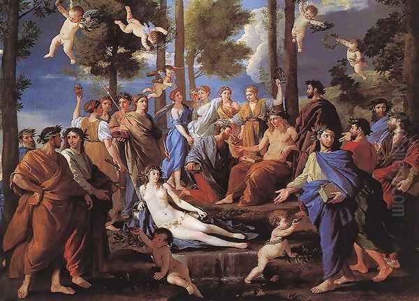 Apollo and the Muses (Parnassus) 1630s Oil Painting by Nicolas Poussin