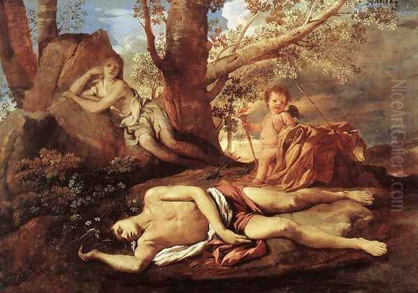 Echo and Narcissus 1628-30 Oil Painting by Nicolas Poussin