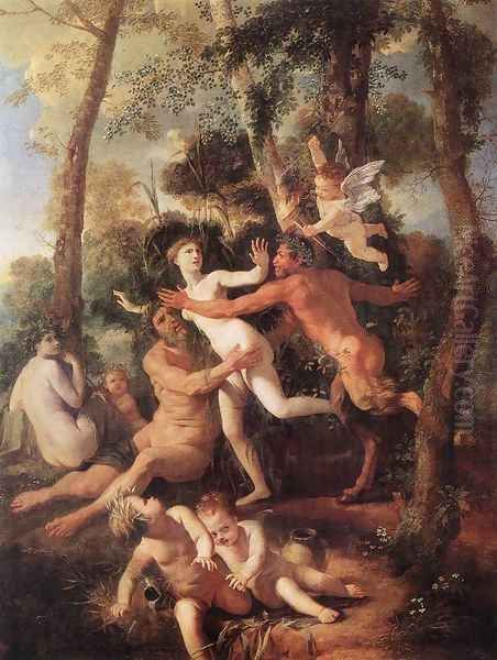 Pan and Syrinx 1637-38 Oil Painting by Nicolas Poussin