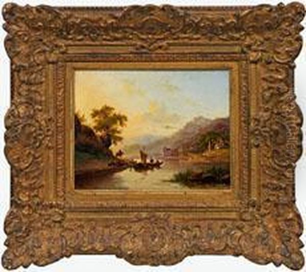 Flusslandschaft Oil Painting by Frederik Marianus Kruseman