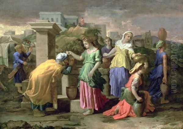 Eliezer and Rebecca at the Well, c.1660-65 Oil Painting by Nicolas Poussin