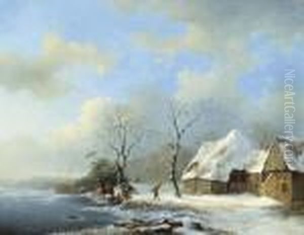 Winterlandschaft. Oil Painting by Frederik Marianus Kruseman