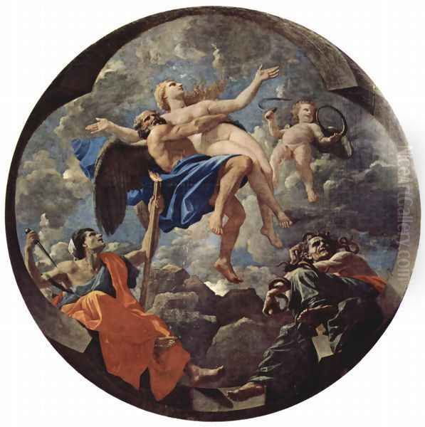 The time and the truth, allegory, Tondo Oil Painting by Nicolas Poussin