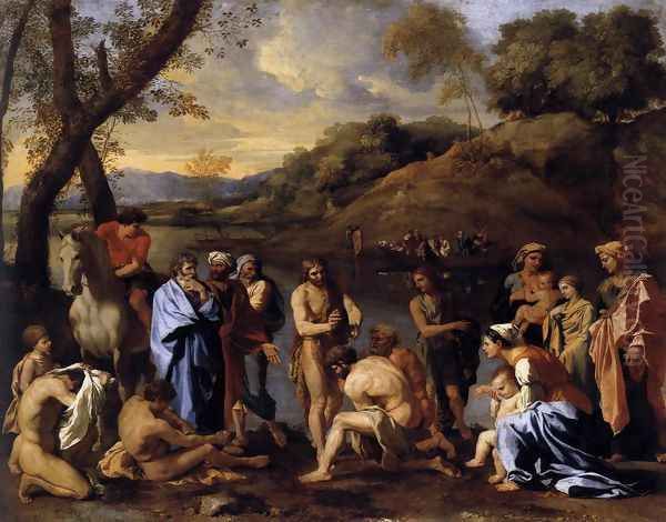 St John the Baptist Baptizes the People c. 1635 Oil Painting by Nicolas Poussin