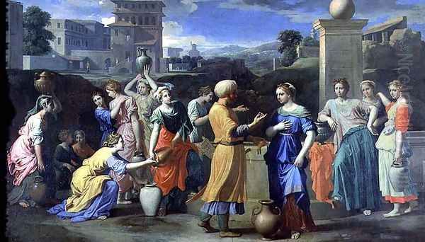 Eliezer and Rebecca at the Well, 1648 Oil Painting by Nicolas Poussin