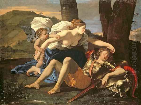 Rinaldo and Armida 2 Oil Painting by Nicolas Poussin