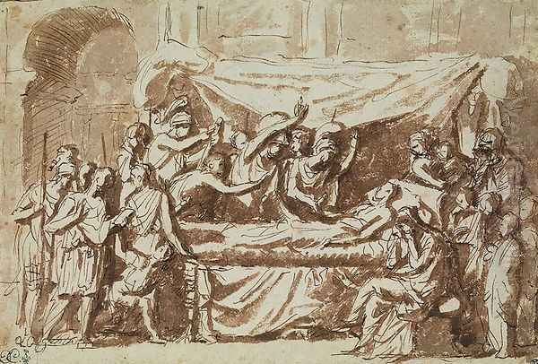 The Death of Germanicus 15BC-19AD c.1630 Oil Painting by Nicolas Poussin