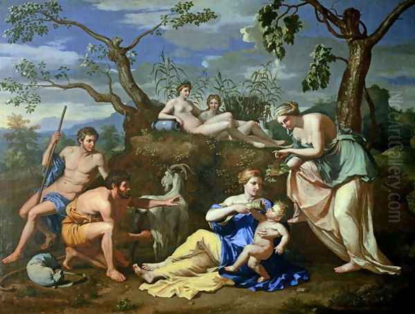 The Feeding of the Child Jupiter, c.1640 Oil Painting by Nicolas Poussin