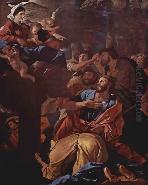 Apparition of the Virgin at the Great St. Jacques Oil Painting by Nicolas Poussin