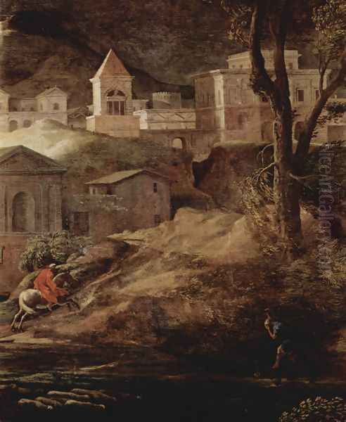 Landscape with Pyramos and Thisbe, detail (2) Oil Painting by Nicolas Poussin