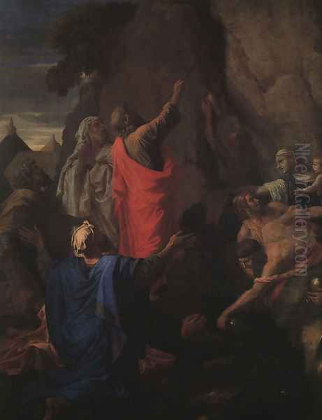 Moses Bringing Forth Water from the Rock (detail) 1649 Oil Painting by Nicolas Poussin