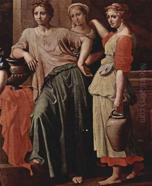 Rebecca and Eliezer, Detail Oil Painting by Nicolas Poussin