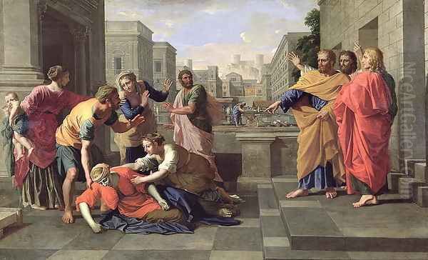 The Death of Sapphira Oil Painting by Nicolas Poussin