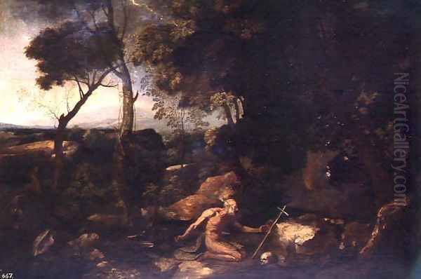 Landscape with St. Jerome Oil Painting by Nicolas Poussin