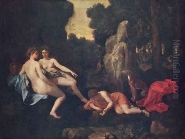 Narcissus and Echo Oil Painting by Nicolas Poussin