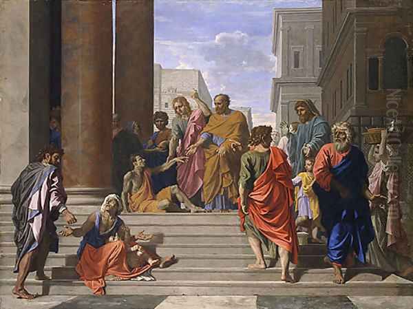 Saints Peter and John Healing the Lame Man 1655 Oil Painting by Nicolas Poussin