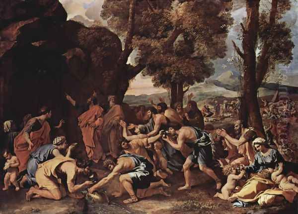 Moses proposes water from the rocks 2 Oil Painting by Nicolas Poussin