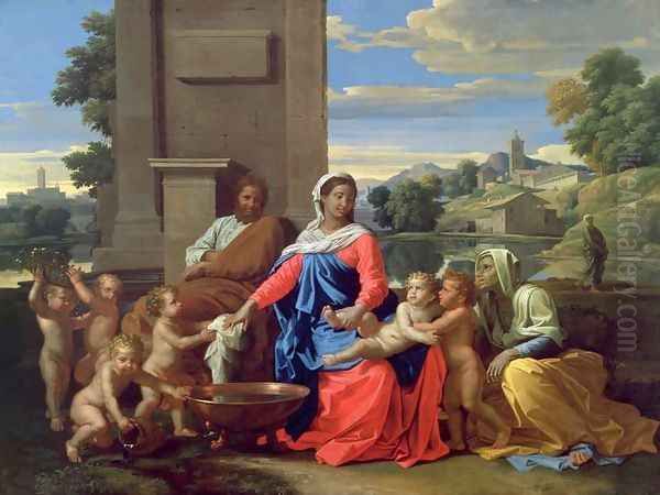 The Holy Family with the Infant St. John the Baptist and St. Elizabeth, 1650-51 Oil Painting by Nicolas Poussin