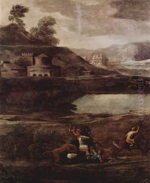 Landscape with Pyramos and Thisbe, detail Oil Painting by Nicolas Poussin