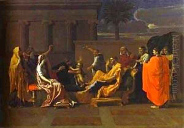 Baby Moses Trampling On The Pharaohs Crown 1645 Oil Painting by Nicolas Poussin