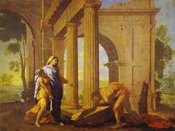 Theseus Finding His Fathers Arms C 1633-34 Oil Painting by Nicolas Poussin