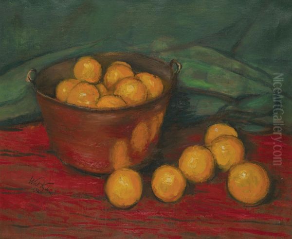 Copper Kettle And Oranges Oil Painting by Walt Kuhn