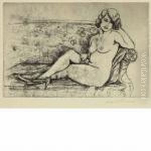 Nude On Couch; Nude On Sofa Oil Painting by Walt Kuhn