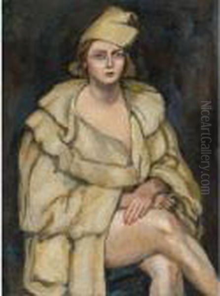 Lady In Robe (the Performer) Oil Painting by Walt Kuhn