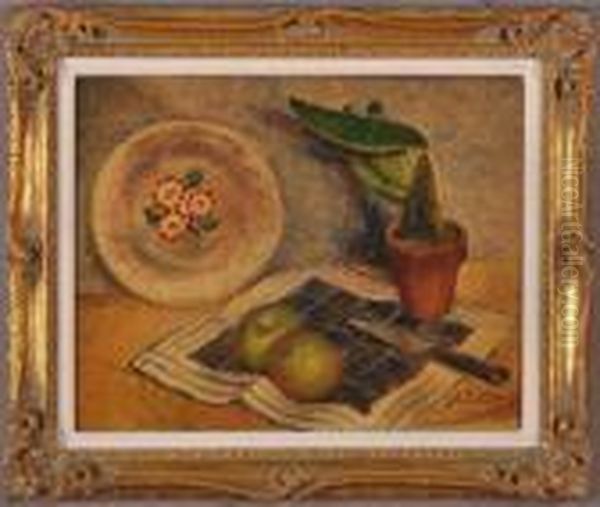 Still Life With Apples And Cactus Oil Painting by Walt Kuhn