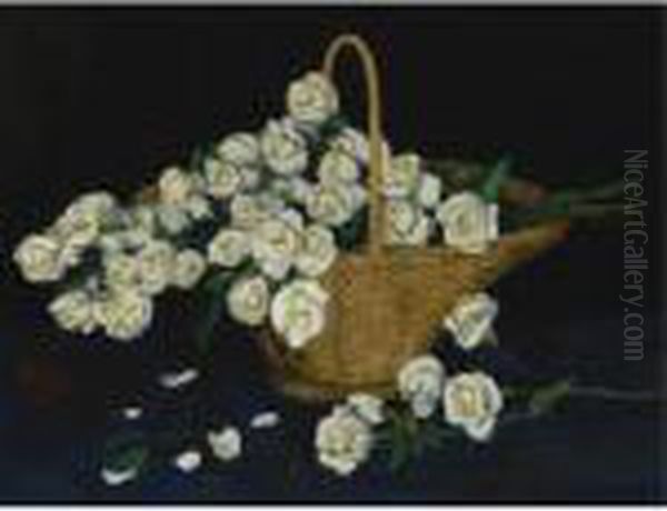 Rose Basket Oil Painting by Walt Kuhn