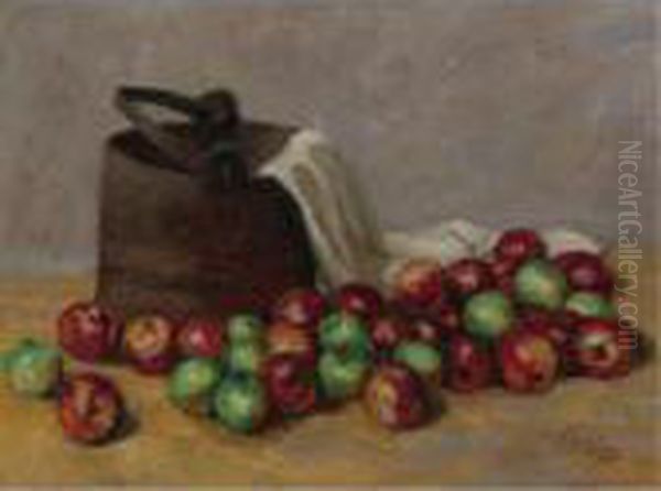 Sap Bucket And Apples Oil Painting by Walt Kuhn