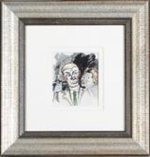 Circus Performer In A Green Tie (recto); And A Companion Sketch(verso) Oil Painting by Walt Kuhn