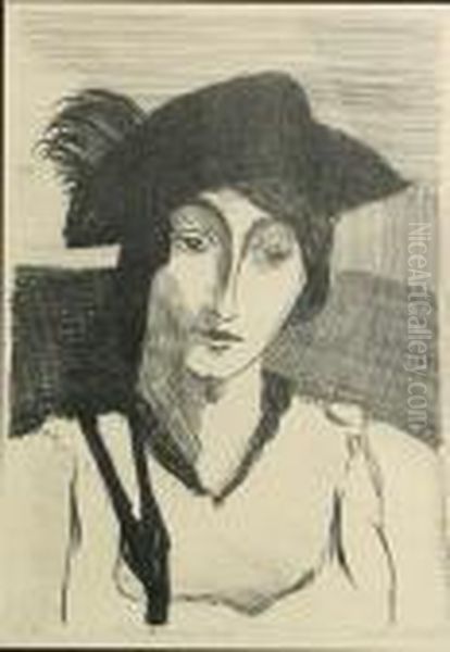 Girl With Cocked Hat Oil Painting by Walt Kuhn