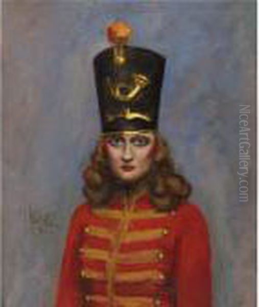 Woman In A Majorette Costume Oil Painting by Walt Kuhn