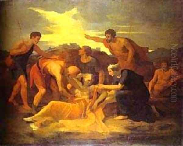 Queen Zenobia Found On The Banks Of The Arax 1634 Oil Painting by Nicolas Poussin